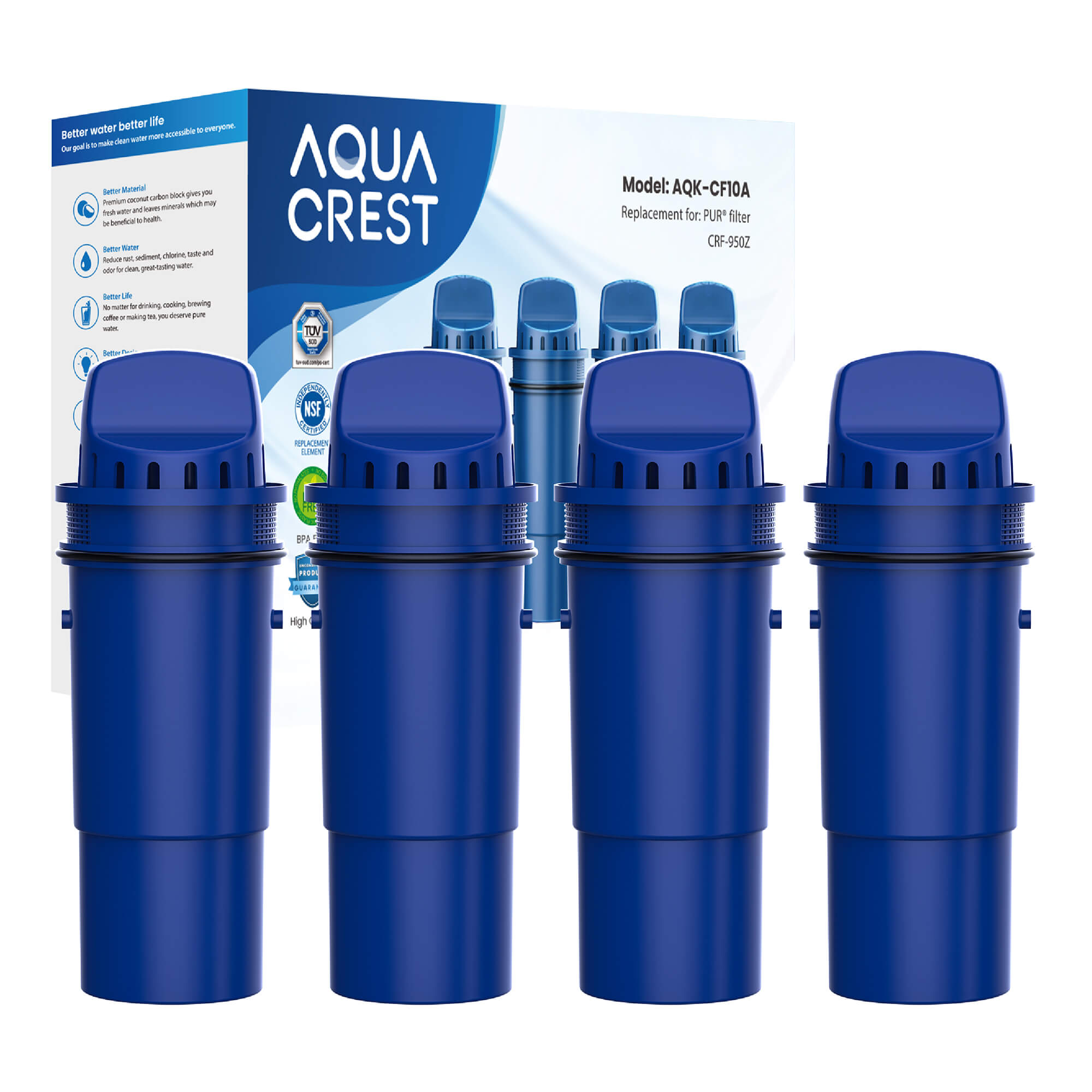 AQUA CREST Replacement for Pur Pitcher Water Filter, CRF950Z, PPF951K