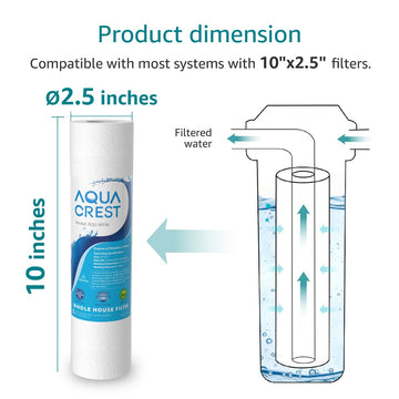 AQUACREST 5 Micron 10" x 2.5" Whole House Sediment Water Filter, Replacement for Any 10 inch RO Unit, Culligan P5, Aqua-Pure AP110, Dupont WFPFC5002