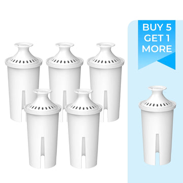 AQUA CREST Water Pitcher Filters Replacement for Brita®Water Filter, Pitchers and Dispensers, Classic OB03, Mavea® 107007, and More, NSF Certified , 1 Year Filter Supply (5+1 pack)