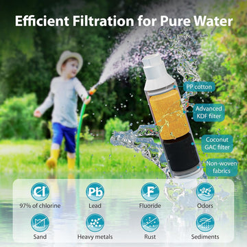 AQUACREST Garden Hose Water Filter with Hose Protector