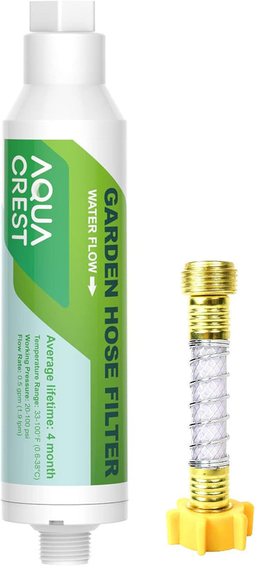 AQUACREST Garden Hose Water Filter with Hose Protector