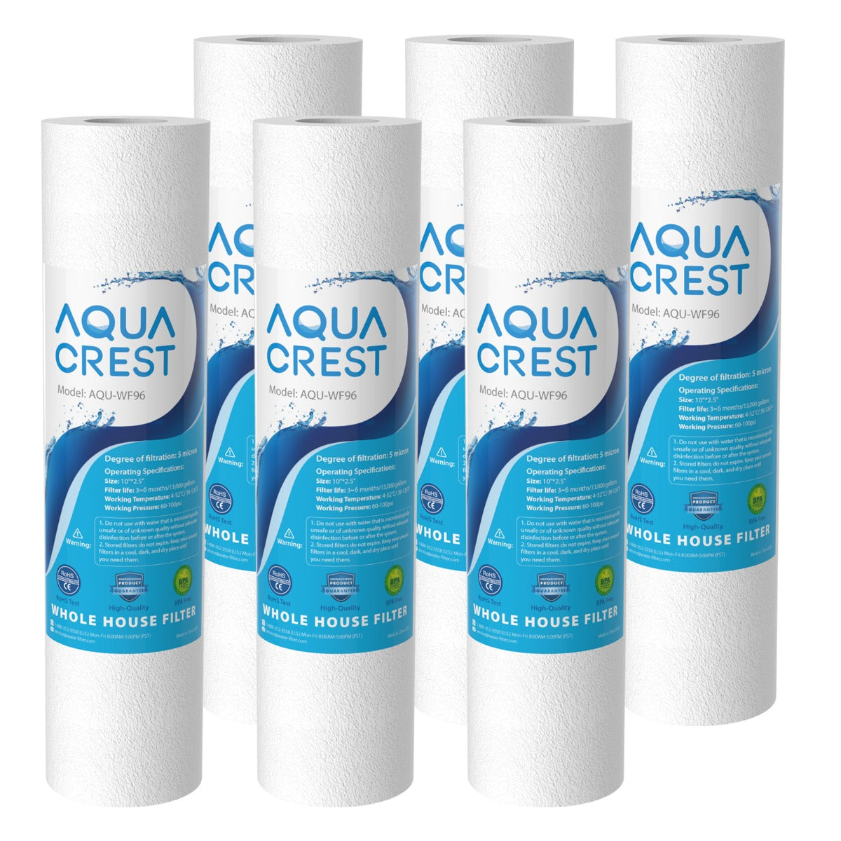 AQUACREST FXHTC 5 Micron 10 x 4.5 Whole House Water Filter, Replacement  for GE FXHTC, GXWH40L, American Plumber W10-PR, W10-BC, Culligan RFC-BBSA