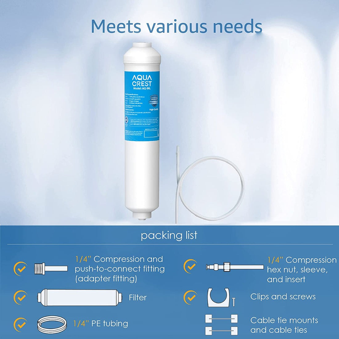 Inline Ice Maker and Refrigerator Filter - AQUACREST INL-S