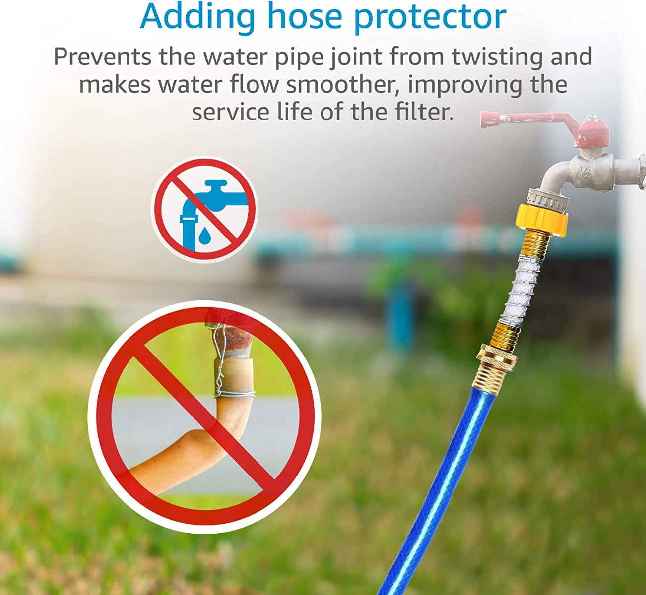 Inline Water Filter with Hose Protector - AQUACREST RV2+S