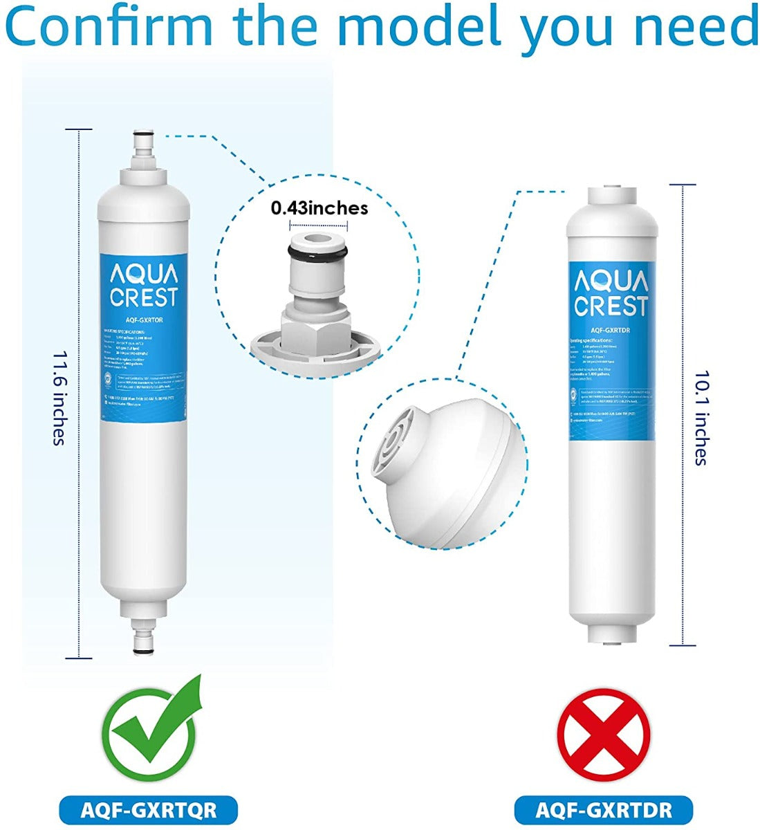 AQUACREST Replacement for GE GXRTQR Inline water filter